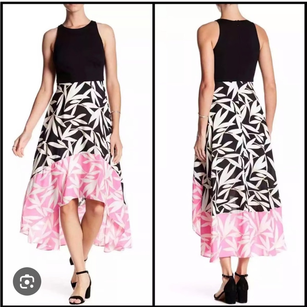 Vince Camuto Black and Pink Fit and Flare Dress